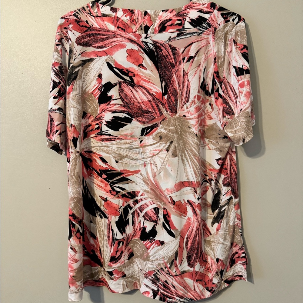 Link Women's Top with Pink and Black Floral Design